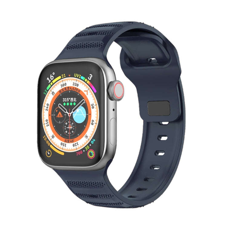 For Apple Watch 7 41mm Dot Texture Fluororubber Watch Band(Midnight Blue)