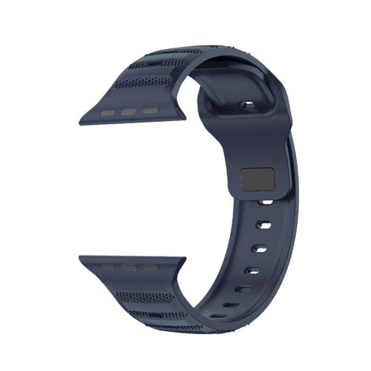 For Apple Watch 7 41mm Dot Texture Fluororubber Watch Band(Midnight Blue)
