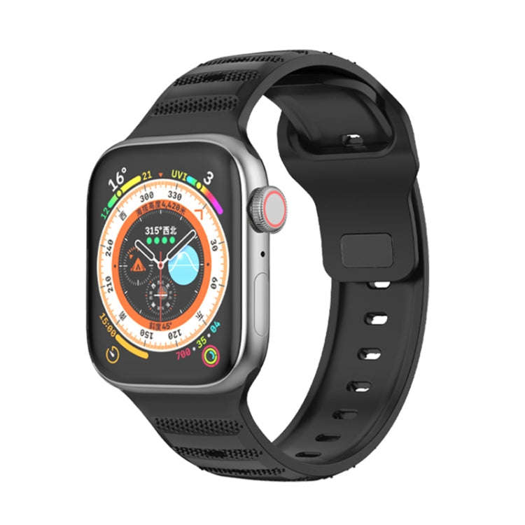 For Apple Watch 42mm Dot Texture Fluororubber Watch Band(Black)