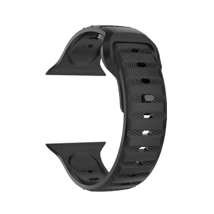 For Apple Watch 42mm Dot Texture Fluororubber Watch Band(Black)