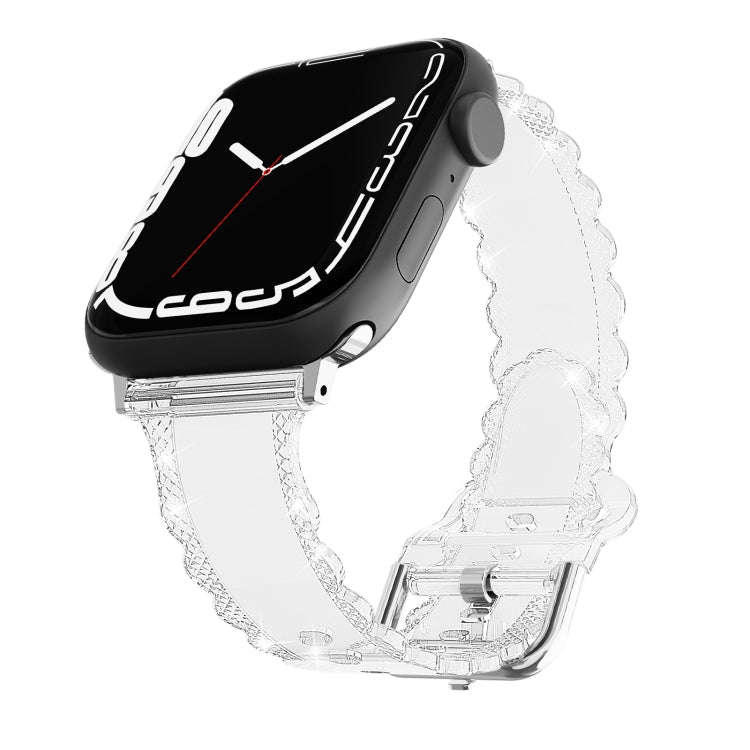 For Apple Watch Series 6 40mm Diamond Texture Lace Clear TPU Watch Band(Transparent)