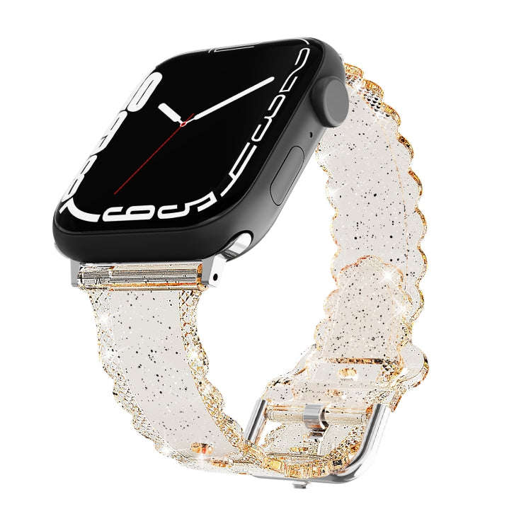 For Apple Watch Series 6 44mm Diamond Texture Lace Clear TPU Watch Band(Green)