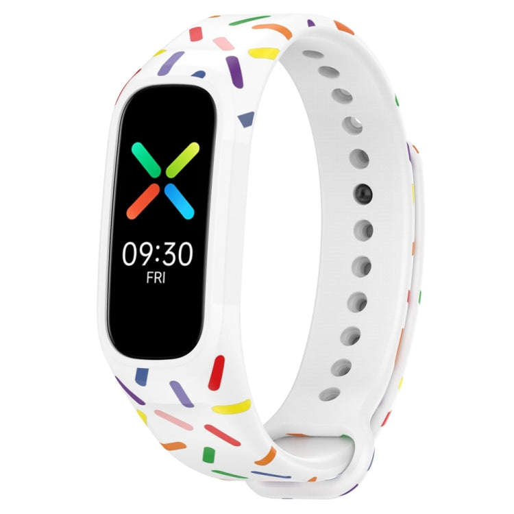 For OPPO Band Sports Rainbow Dots Silicone Watch Band(White)