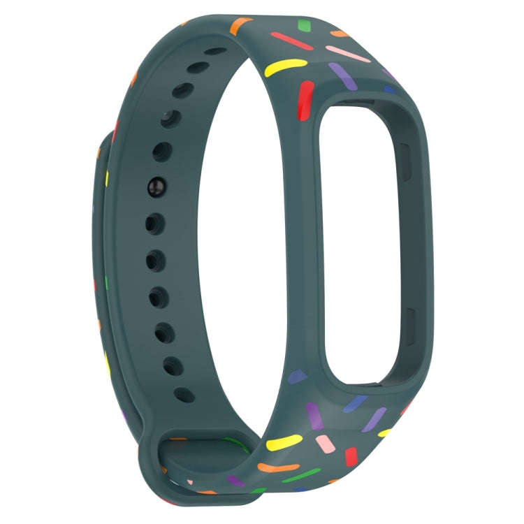 For OPPO Band Sports Rainbow Dots Silicone Watch Band(Dark Green)