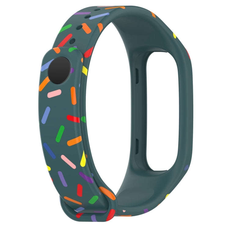 For OPPO Band Sports Rainbow Dots Silicone Watch Band(Dark Green)