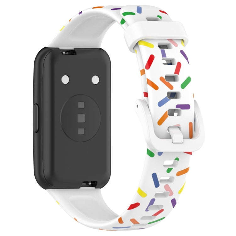 For Huawei Band 7 Sports Rainbow Dots Silicone Watch Band(White)