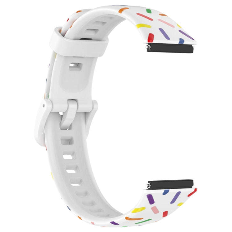 For Huawei Band 7 Sports Rainbow Dots Silicone Watch Band(White)
