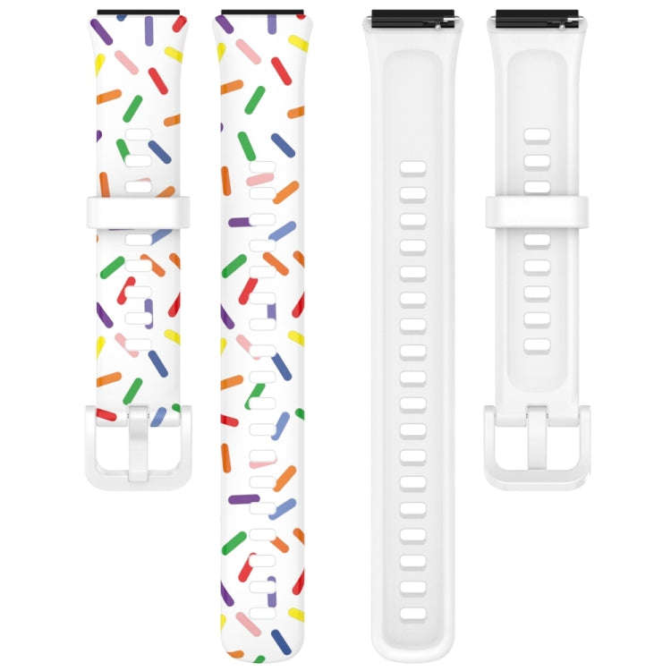 For Huawei Band 7 Sports Rainbow Dots Silicone Watch Band(White)