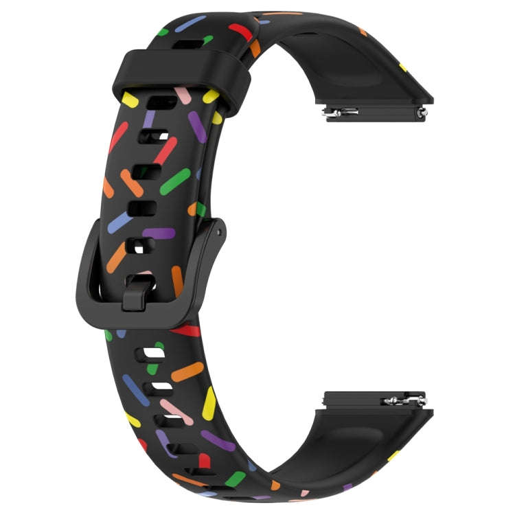 For Huawei Band 7 Sports Rainbow Dots Silicone Watch Band(Black)