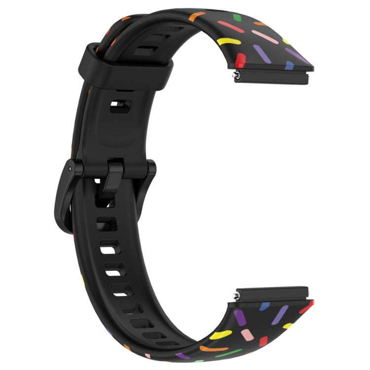 For Huawei Band 7 Sports Rainbow Dots Silicone Watch Band(Black)