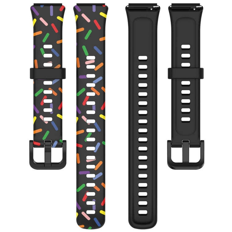 For Huawei Band 7 Sports Rainbow Dots Silicone Watch Band(Black)