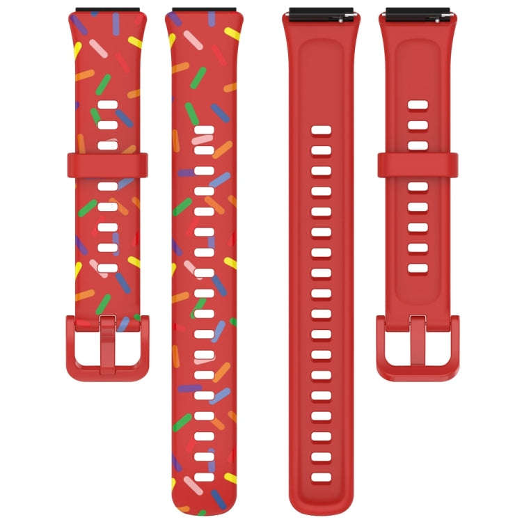 For Huawei Band 7 Sports Rainbow Dots Silicone Watch Band(Red)