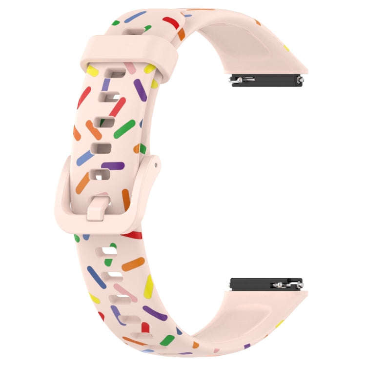 For Huawei Band 7 Sports Rainbow Dots Silicone Watch Band(Light Pink)