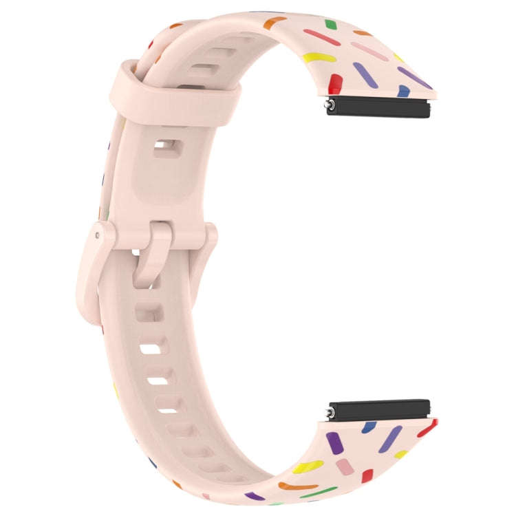 For Huawei Band 7 Sports Rainbow Dots Silicone Watch Band(Light Pink)