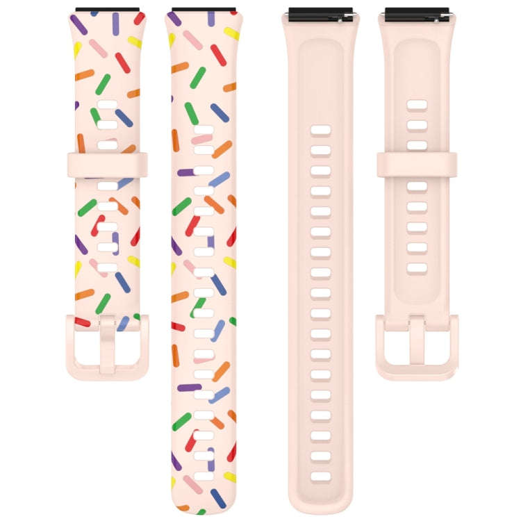 For Huawei Band 7 Sports Rainbow Dots Silicone Watch Band(Light Pink)