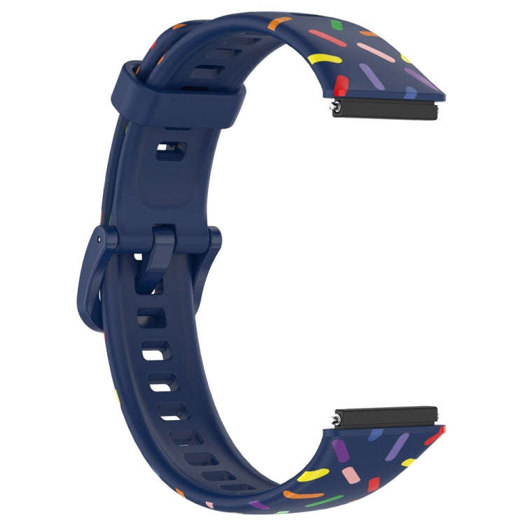For Huawei Band 7 Sports Rainbow Dots Silicone Watch Band(Midnight Blue)