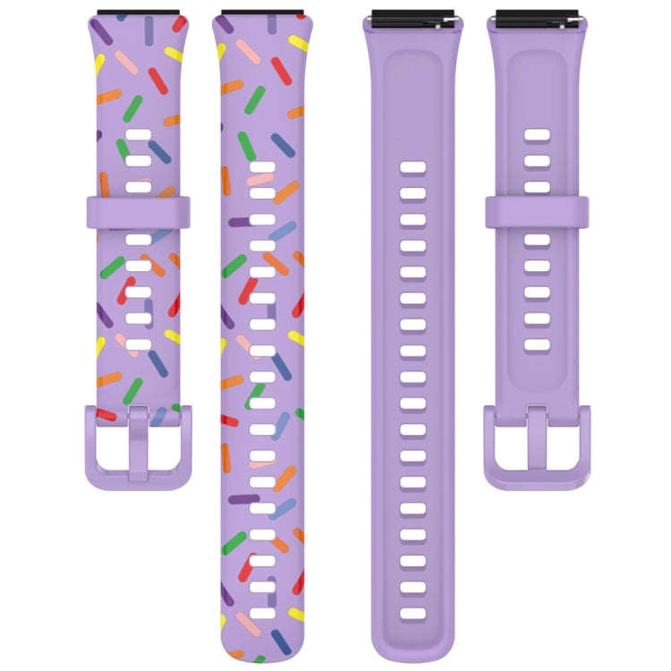 For Huawei Band 7 Sports Rainbow Dots Silicone Watch Band(Purple)