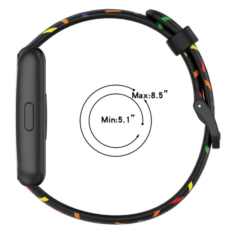 For Huawei Band 7 Sports Rainbow Dots Silicone Watch Band(Midnight Blue)