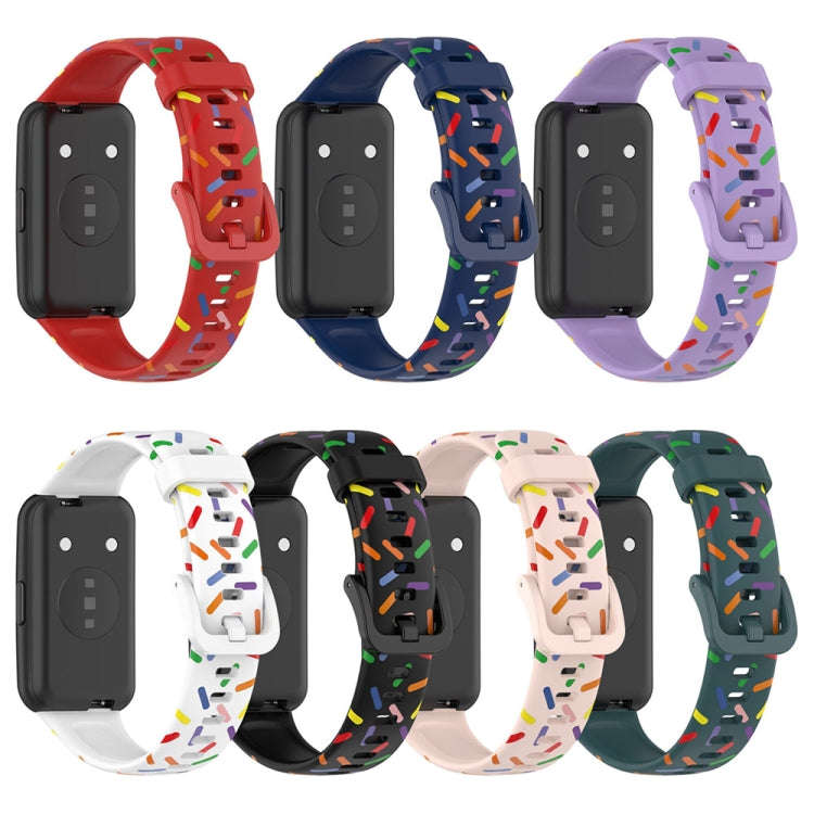 For Huawei Band 7 Sports Rainbow Dots Silicone Watch Band(Midnight Blue)