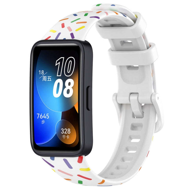 For Huawei Band 10 / 9 / 8 Sports Rainbow Dots Silicone Watch Band(White)