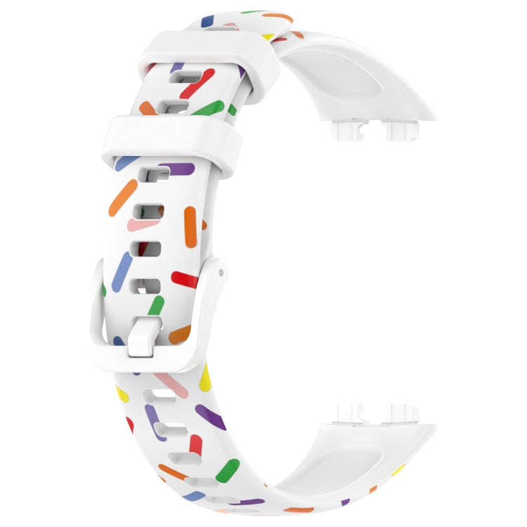For Huawei Band 10 / 9 / 8 Sports Rainbow Dots Silicone Watch Band(White)
