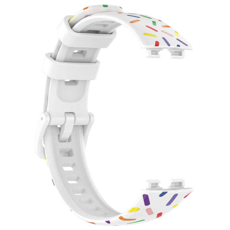 For Huawei Band 10 / 9 / 8 Sports Rainbow Dots Silicone Watch Band(White)
