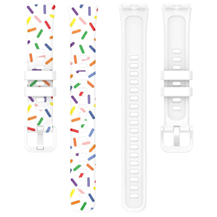 For Huawei Band 10 / 9 / 8 Sports Rainbow Dots Silicone Watch Band(White)