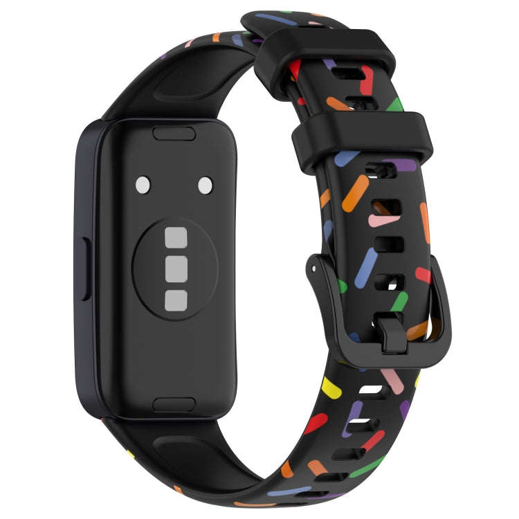 For Huawei Band 10 / 9 / 8 Sports Rainbow Dots Silicone Watch Band(Black)