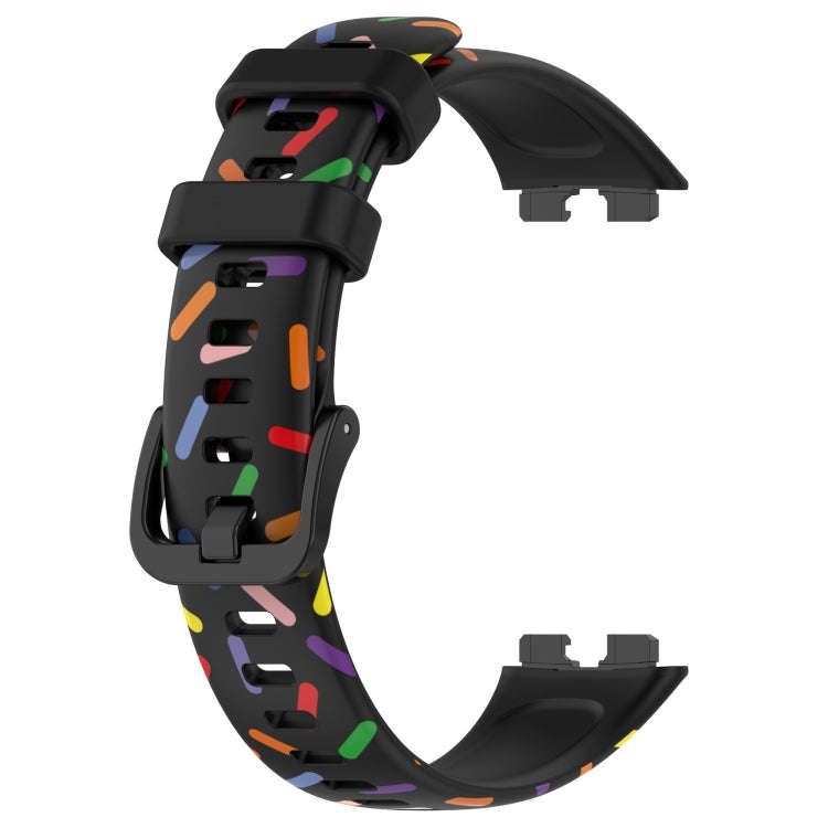 For Huawei Band 10 / 9 / 8 Sports Rainbow Dots Silicone Watch Band(Black)