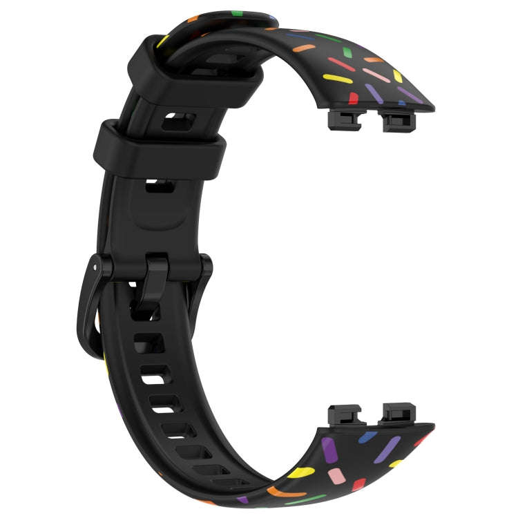 For Huawei Band 10 / 9 / 8 Sports Rainbow Dots Silicone Watch Band(Black)