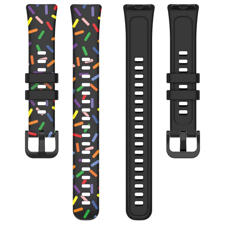 For Huawei Band 10 / 9 / 8 Sports Rainbow Dots Silicone Watch Band(Black)