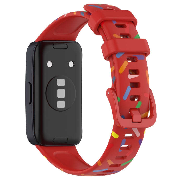 For Huawei Band 10 / 9 / 8 Sports Rainbow Dots Silicone Watch Band(Red)
