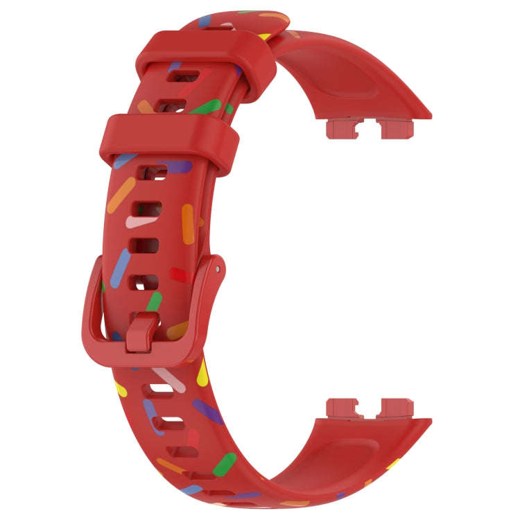 For Huawei Band 10 / 9 / 8 Sports Rainbow Dots Silicone Watch Band(Red)