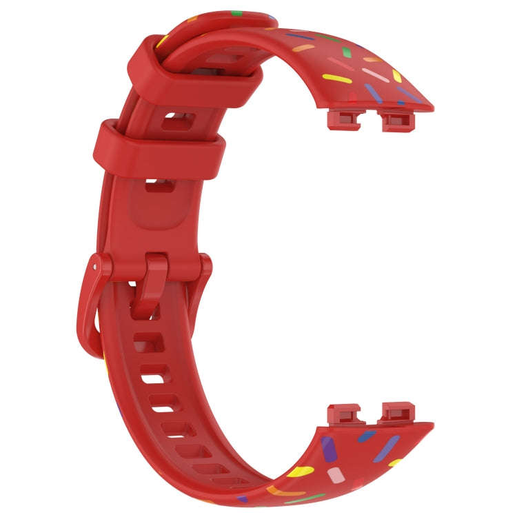 For Huawei Band 10 / 9 / 8 Sports Rainbow Dots Silicone Watch Band(Red)