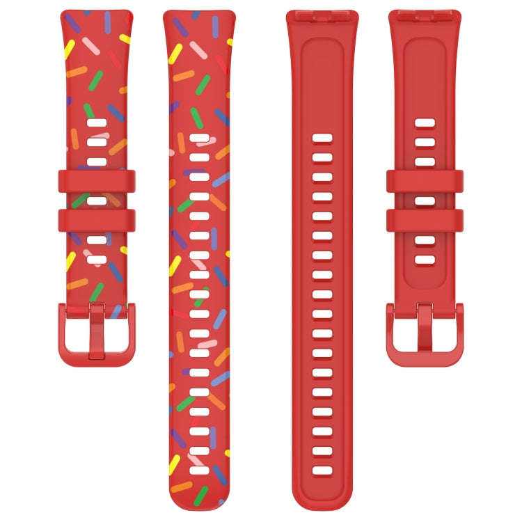 For Huawei Band 10 / 9 / 8 Sports Rainbow Dots Silicone Watch Band(Red)