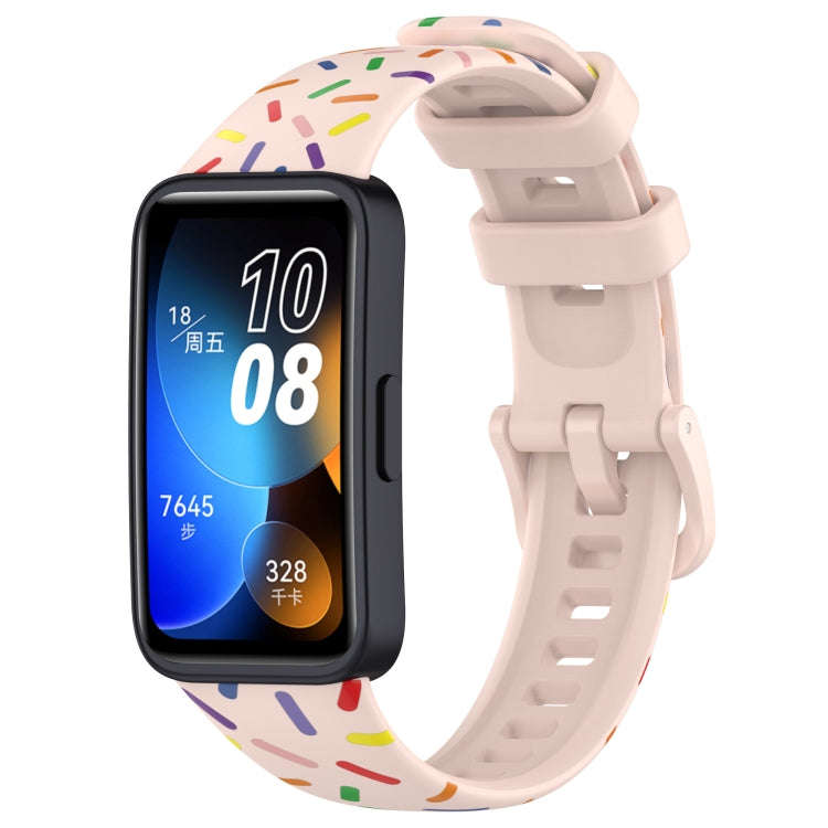 For Huawei Band 10 / 9 / 8 Sports Rainbow Dots Silicone Watch Band(Light Pink)