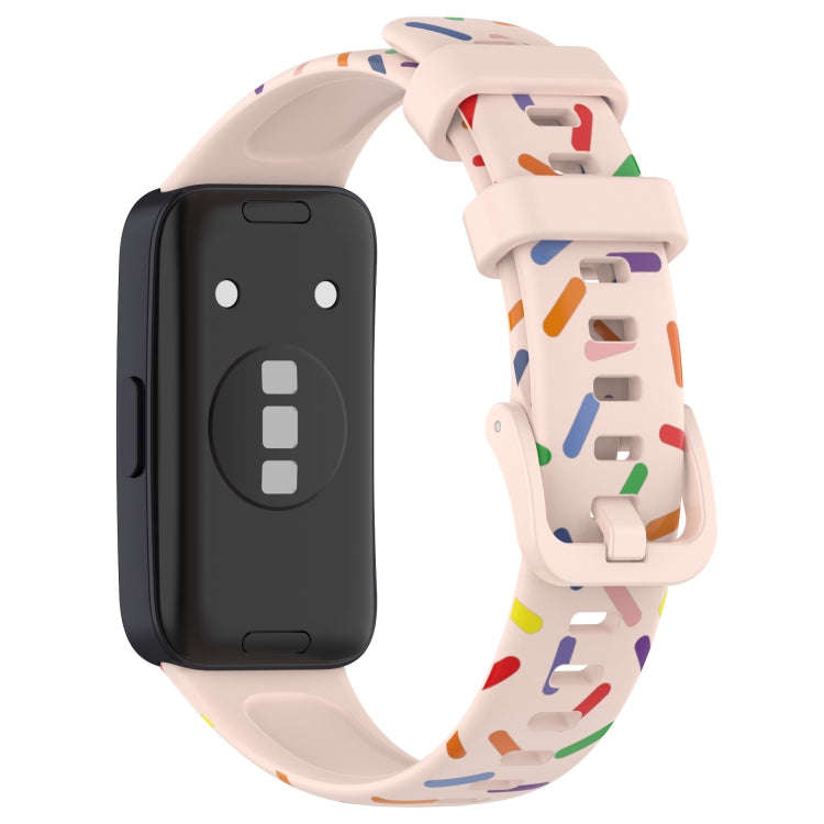 For Huawei Band 10 / 9 / 8 Sports Rainbow Dots Silicone Watch Band(Light Pink)