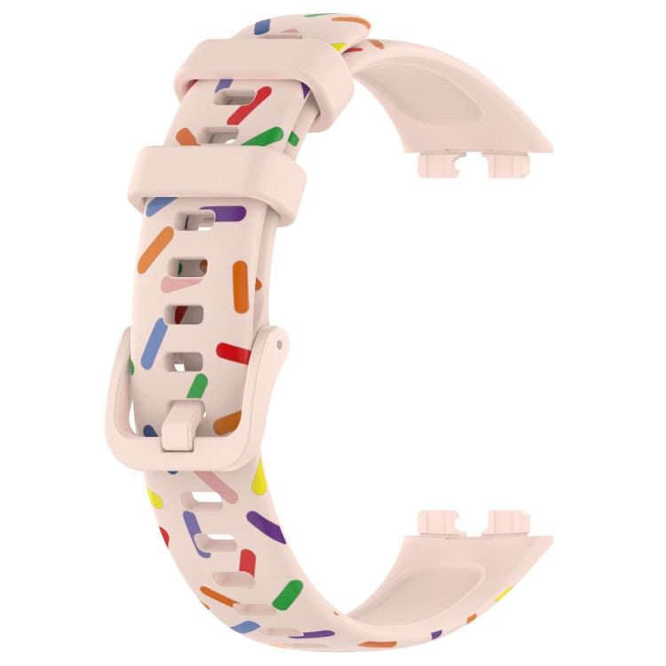 For Huawei Band 10 / 9 / 8 Sports Rainbow Dots Silicone Watch Band(Light Pink)