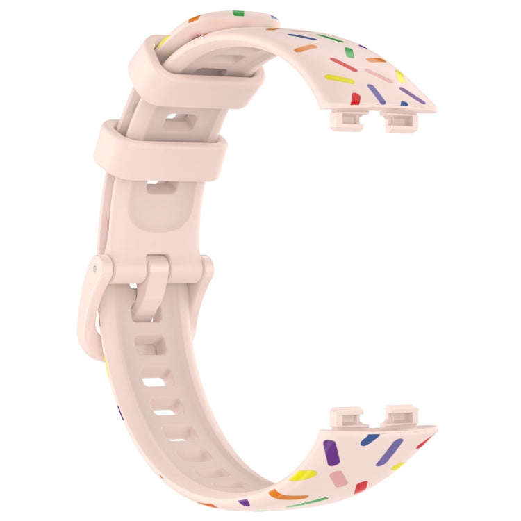 For Huawei Band 10 / 9 / 8 Sports Rainbow Dots Silicone Watch Band(Light Pink)
