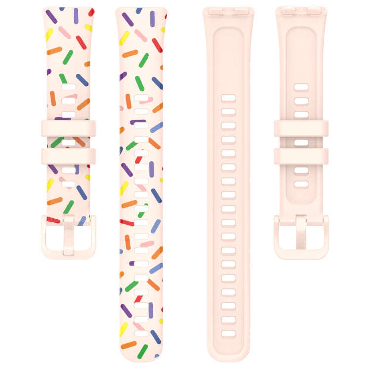 For Huawei Band 10 / 9 / 8 Sports Rainbow Dots Silicone Watch Band(Light Pink)