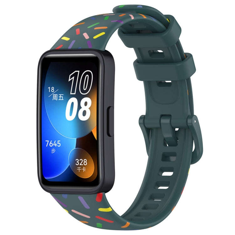 For Huawei Band 10 / 9 / 8 Sports Rainbow Dots Silicone Watch Band(Dark Green)