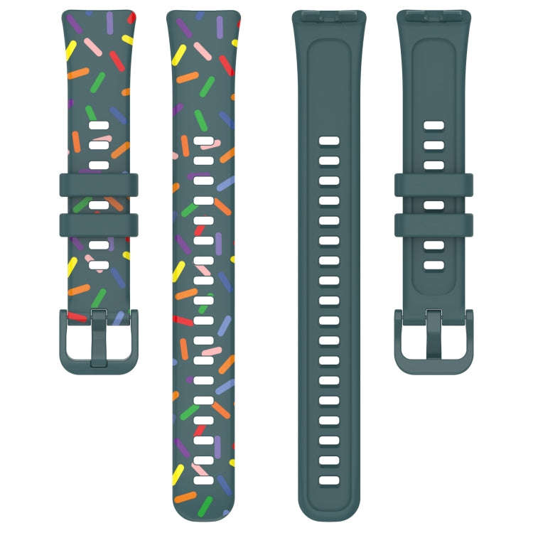 For Huawei Band 10 / 9 / 8 Sports Rainbow Dots Silicone Watch Band(Dark Green)