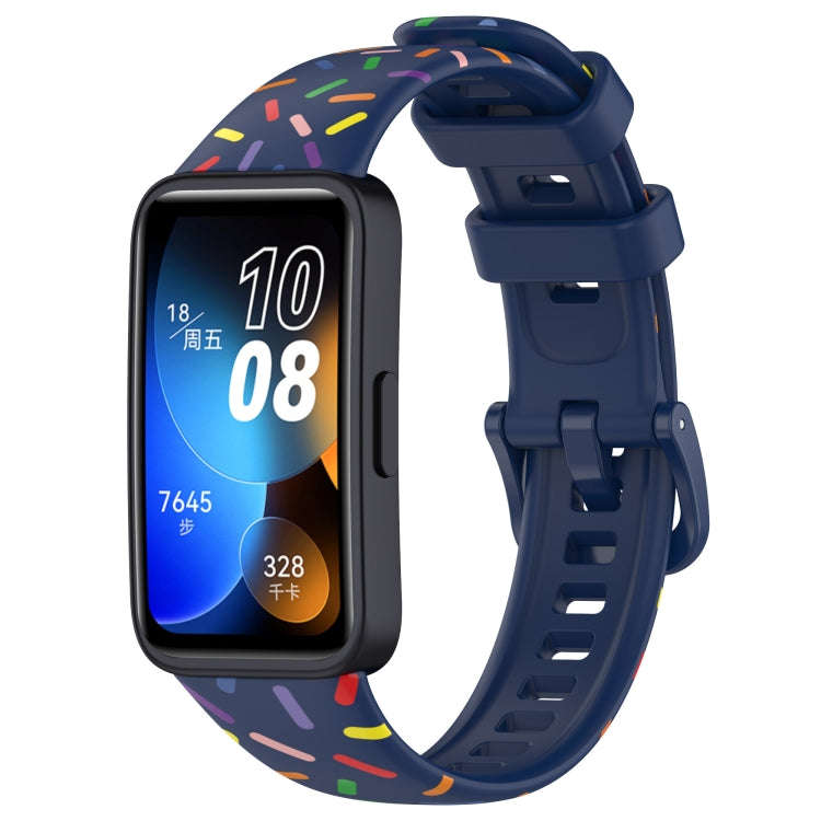 For Huawei Band 10 / 9 / 8 Sports Rainbow Dots Silicone Watch Band(Midnight Blue)