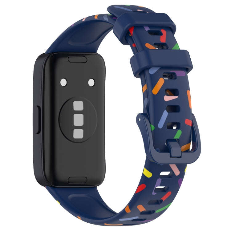 For Huawei Band 10 / 9 / 8 Sports Rainbow Dots Silicone Watch Band(Midnight Blue)