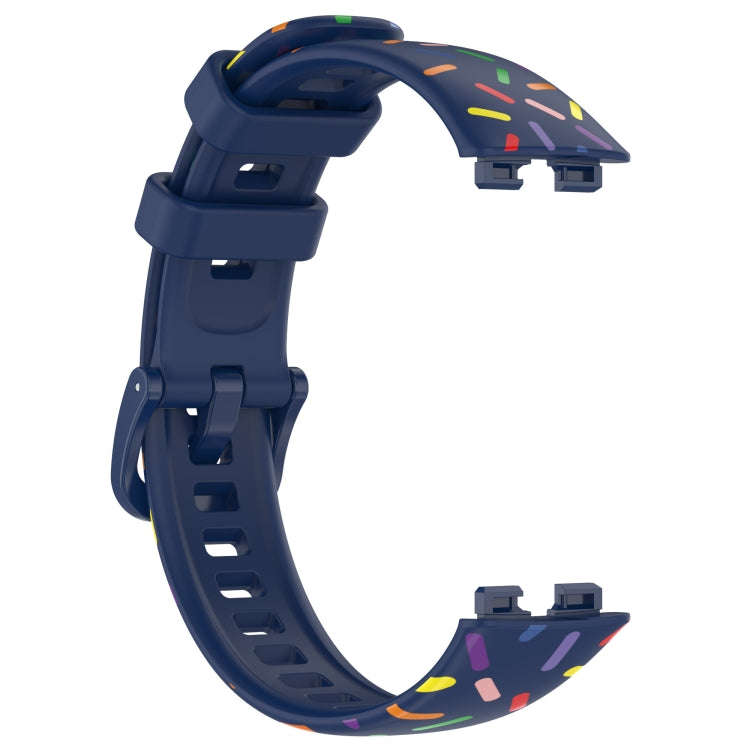 For Huawei Band 10 / 9 / 8 Sports Rainbow Dots Silicone Watch Band(Midnight Blue)