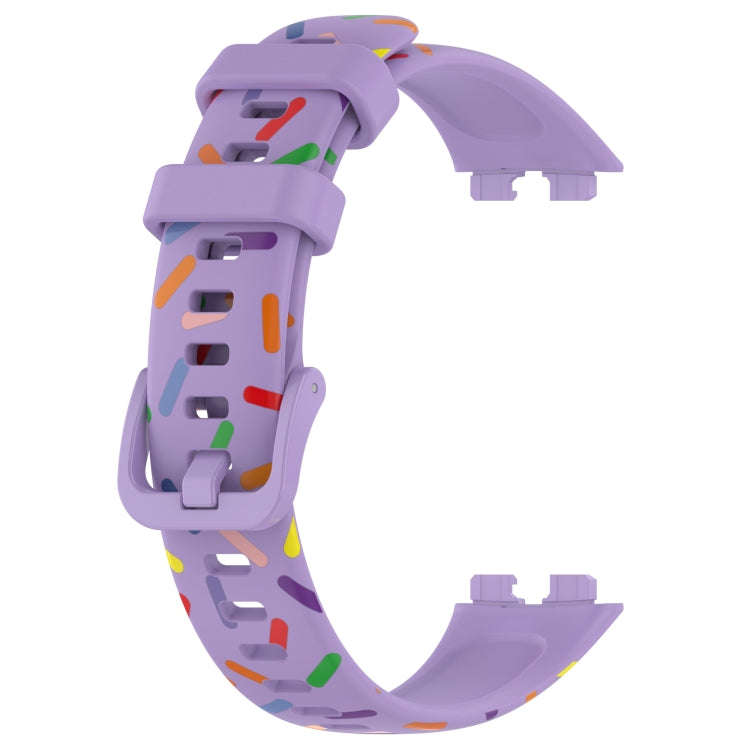For Huawei Band 10 / 9 / 8 Sports Rainbow Dots Silicone Watch Band(Purple)