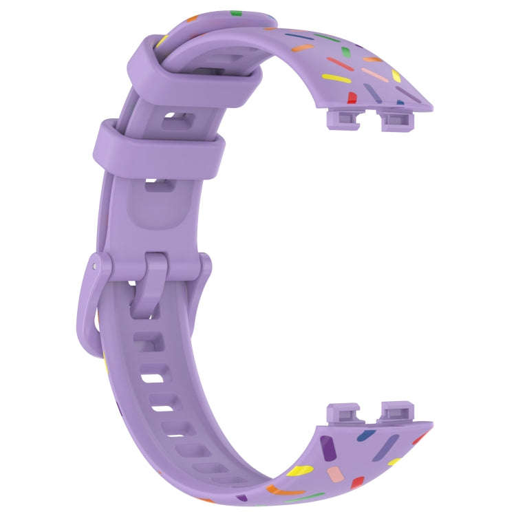 For Huawei Band 10 / 9 / 8 Sports Rainbow Dots Silicone Watch Band(Purple)