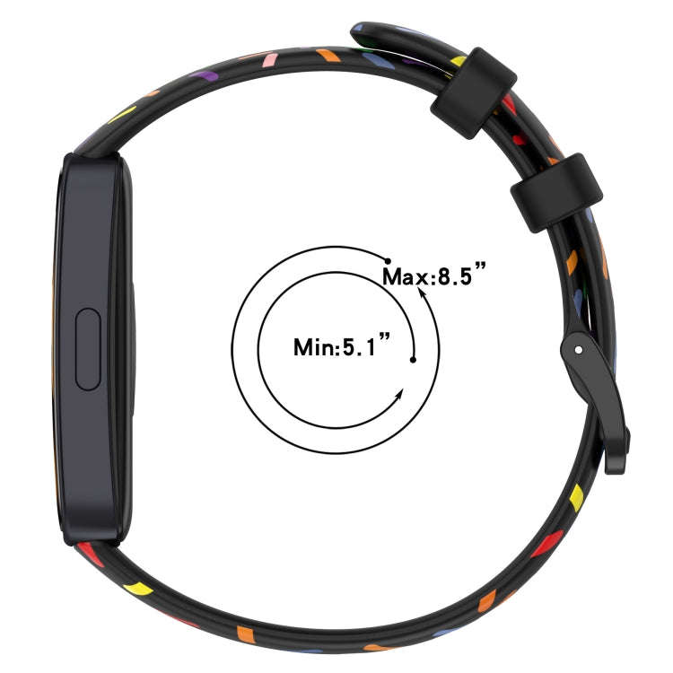 For Huawei Band 10 / 9 / 8 Sports Rainbow Dots Silicone Watch Band(Black)