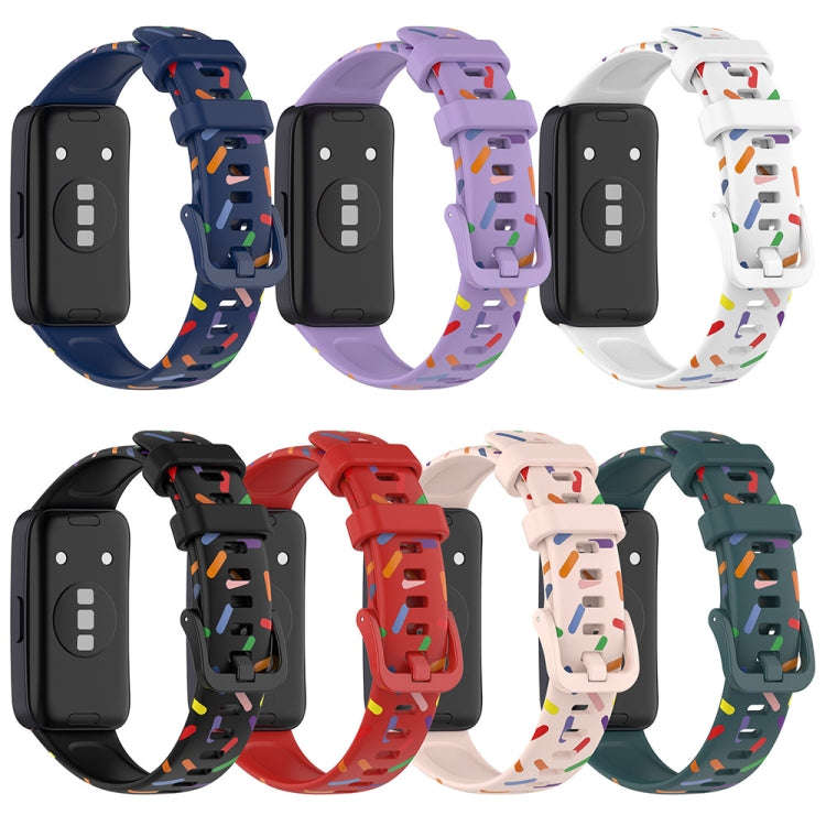 For Huawei Band 10 / 9 / 8 Sports Rainbow Dots Silicone Watch Band(White)
