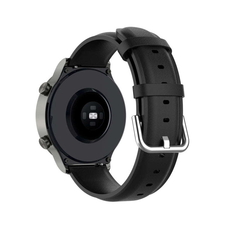 For Huawei Watch 4 / Watch 4 Pro Round Tail Leather Watch Band(Black)